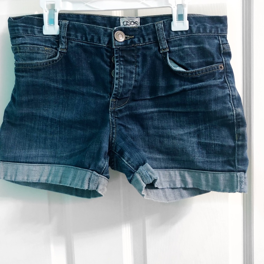 ASOS| Cuffed Denim Jean Shorts w/ Buttons | 2
